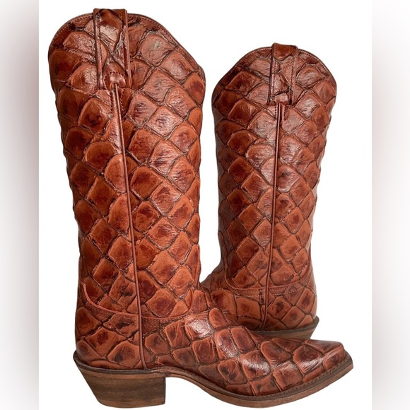 Nocona Bessie Full Pirarucu Print Cowboy boots size 9 - Picture 4 of 8